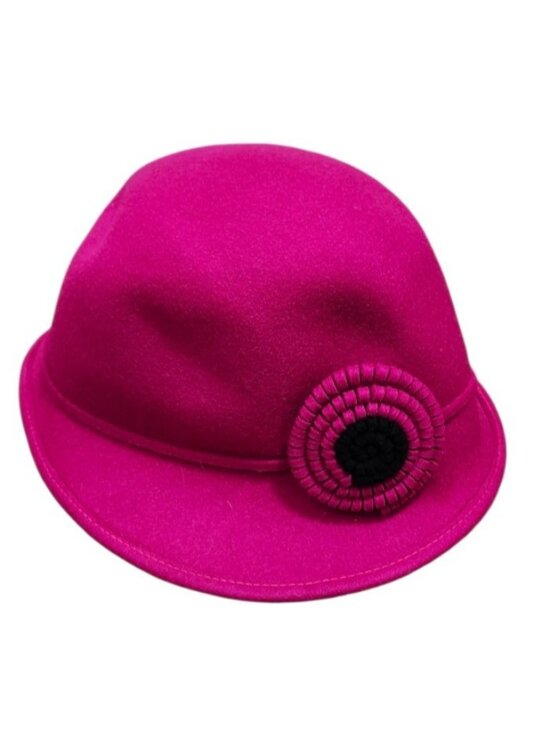 Adora Women’s Fuchsia 100% Wool Cloche Hat Flower One Size Vintage Style main image 4